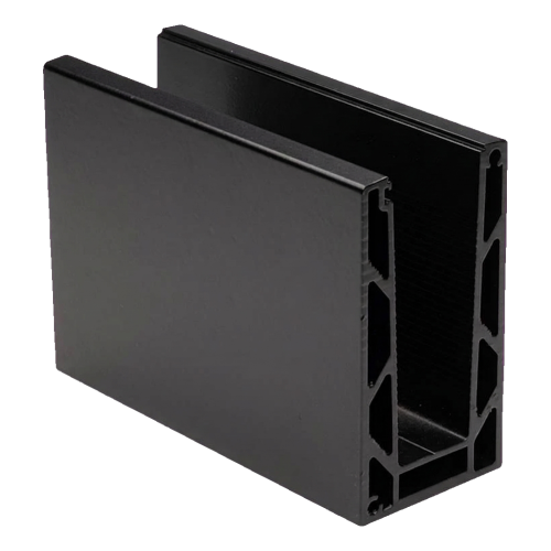 Kozza KE 100 – profil en U pour garde-corps tout verre 5000 mm noir, fixation par le haut 000-861 (1)