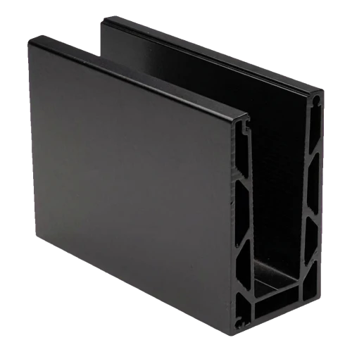 Kozza KE 100 – profil en U pour garde-corps tout verre 5000 mm noir, fixation par le haut 000-861 (1)