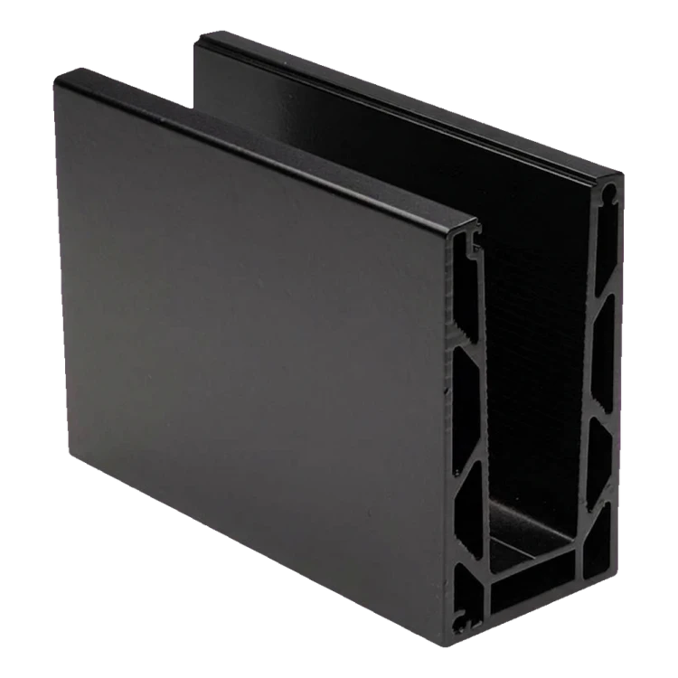 Kozza KE 100 – profil en U pour garde-corps tout verre 5000 mm noir, fixation par le haut 000-861 (1)