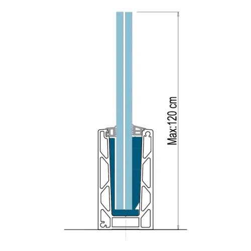 Kozza KE 100 – profil en U pour garde-corps tout verre 5000 mm noir, fixation par le haut 000-861 (2)