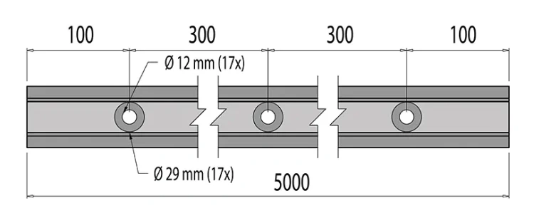 Kozza KE 100 – profil en U pour garde-corps tout verre 5000 mm noir, fixation par le haut 000-861 (6)