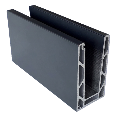Kozza KE 100 – U-profiel voor volledig glazen balustrades 5000 mm donkergrijs 000-862 (1)