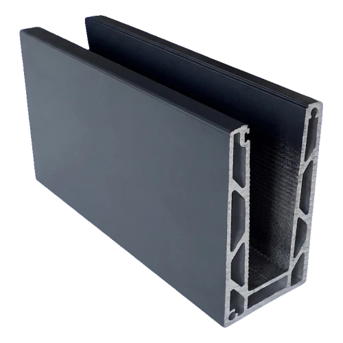 Kozza KE 100 – profilé en U pour balustrades entièrement vitrées 5000 mm gris anthracite 000-862 (1)