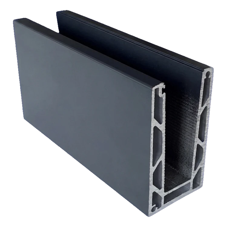 Kozza KE 100 – profilé en U pour balustrades entièrement vitrées 5000 mm gris anthracite 000-862 (1)