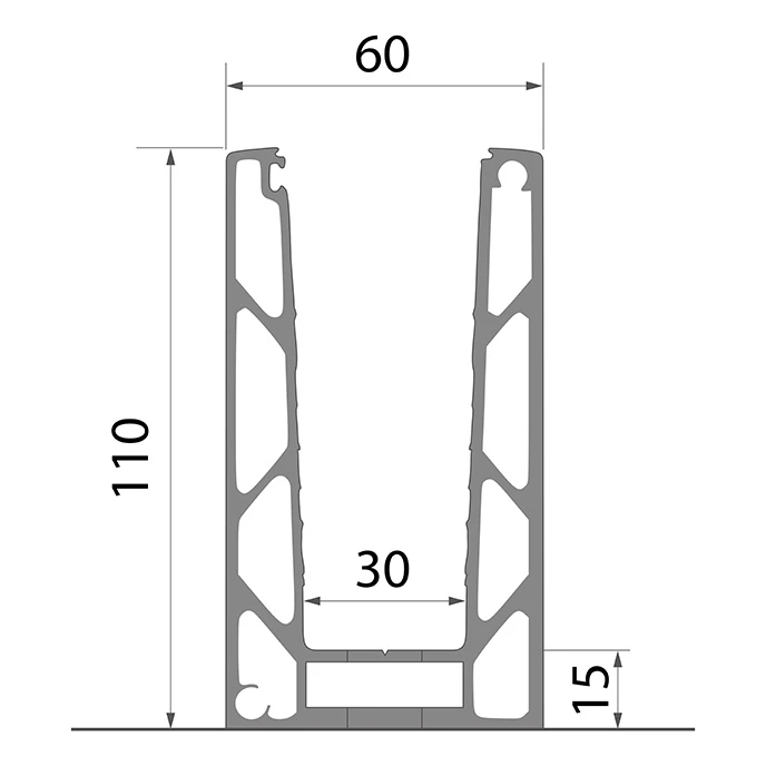 Kozza KE 100 – profilé en U pour balustrades entièrement vitrées 5000 mm gris anthracite 000-862 (5)