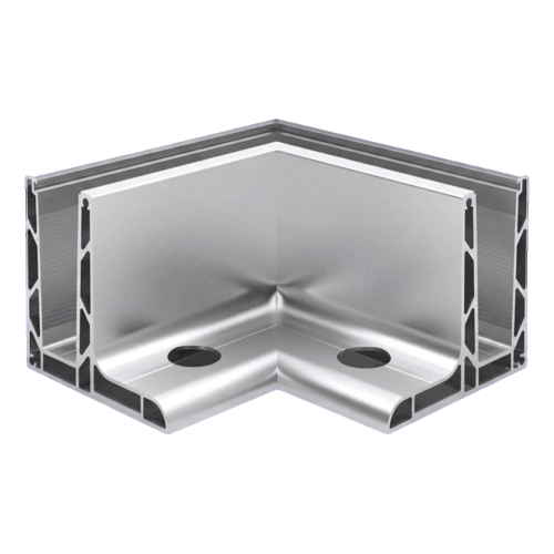 Kozza KE 105 – profilé en L d'angle 90° pour garde-corps tout verre, extérieur, fixation longitudinale par le haut 000-866 (1)