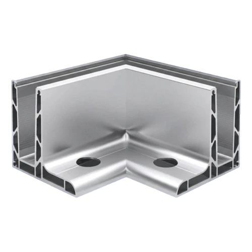 Kozza KE 105 – profilé en L d'angle 90° pour garde-corps tout verre, extérieur, fixation longitudinale par le haut 000-866 (1)