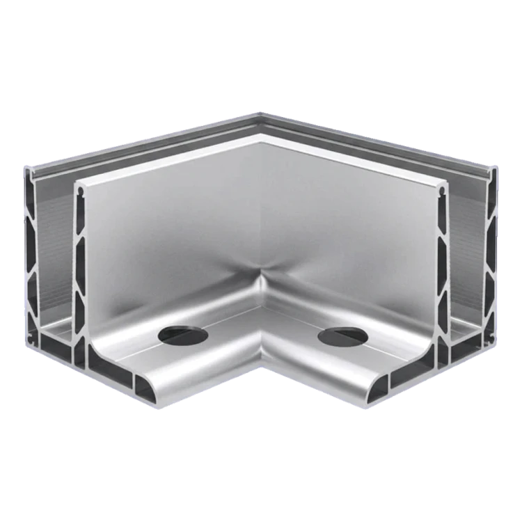 Kozza KE 105 – profilé en L d'angle 90° pour garde-corps tout verre, extérieur, fixation longitudinale par le haut 000-866 (1)