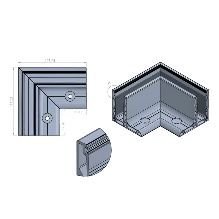 Kozza KE 105 – profilé en L d'angle 90° pour garde-corps tout verre, extérieur, fixation longitudinale par le haut 000-866 (2)