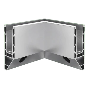 Kozza KE 120 – profilé en U d'angle 90° intérieur pour balustrades tout verre, fixation latérale