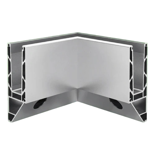 Kozza KE 120 – profilé en U d'angle 90° intérieur pour balustrades tout verre, fixation latérale 000-873 (1)