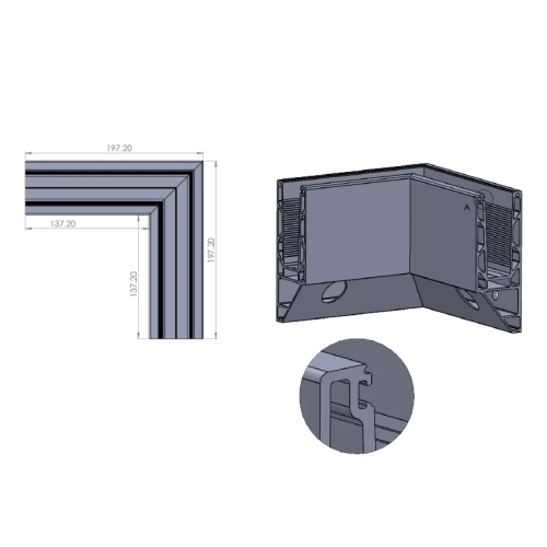 Kozza KE 120 – profilé en U d'angle 90° intérieur pour balustrades tout verre, fixation latérale 000-873 (2)