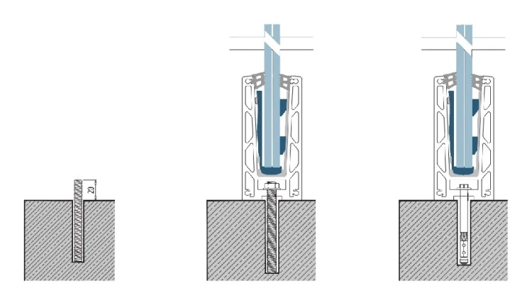 Kozza KF 1000 – profilé aluminium en U pour balustrades tout verre 5000 mm avec évacuation d'eau 000-878 (9)