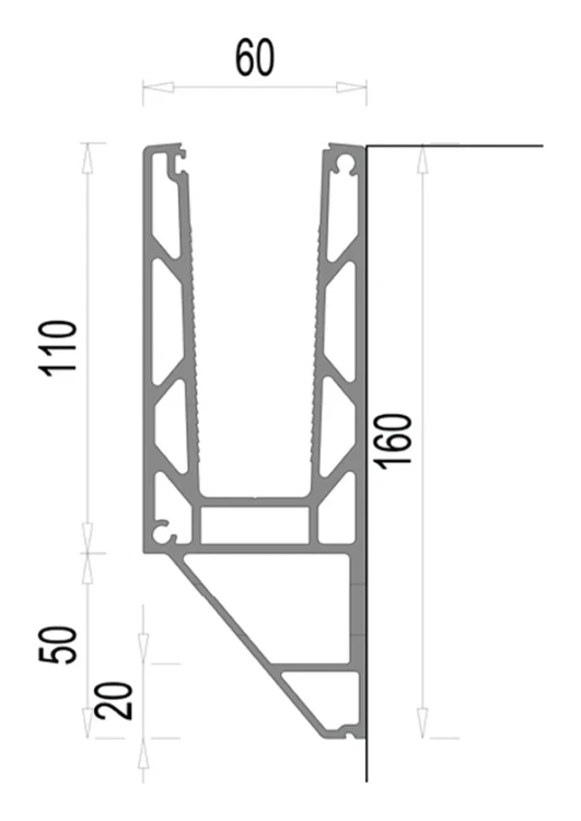 Kozza KE 120 – profilé U pour balustrades entièrement vitrées 5000 mm, fixation latérale 000-877 (8)