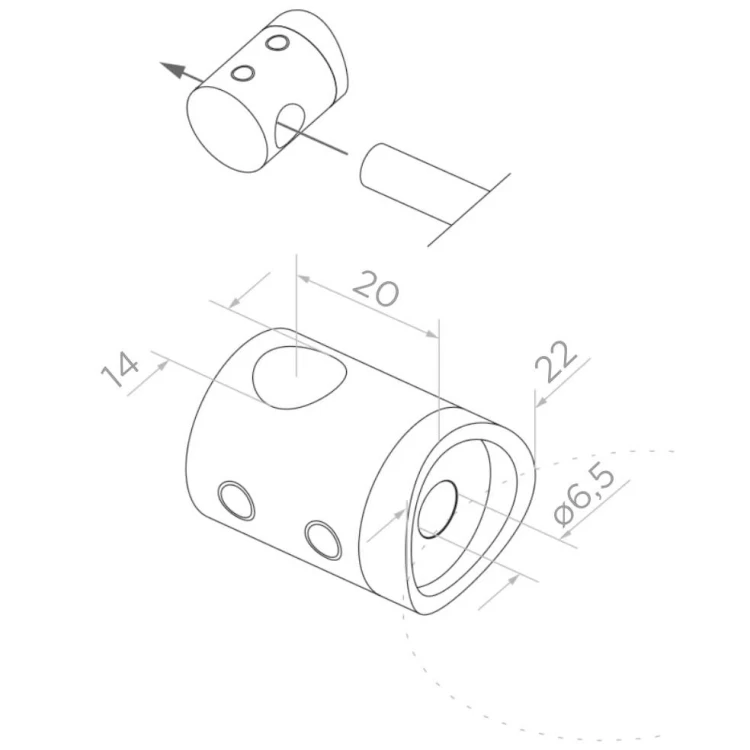 PSG support traversant de balustrade pour tige ø 14 mm – tube 42,4 mm AISI 304 satiné 000-905 (2)