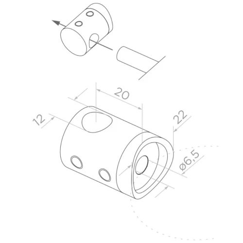 PSG support traversant pour barre ø 12 mm – fixation sur tube 42,4 mm, AISI 304 poli 000-901 (2)