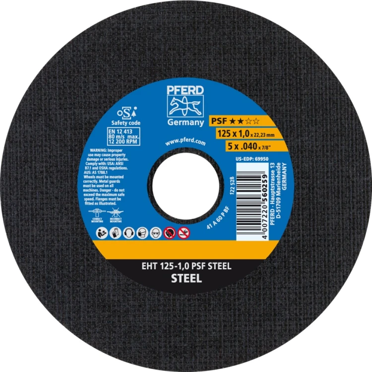 PFERD EHT 125-1,0 PSF Steel – disque de coupe pour acier 125 x 1,0 mm 000-946 (1)
