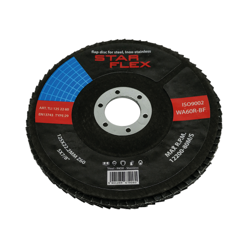 Star Flex – gebogen lamellenschijf T29 125 mm zirkonium korrel 60 INOX 000-963 (1)