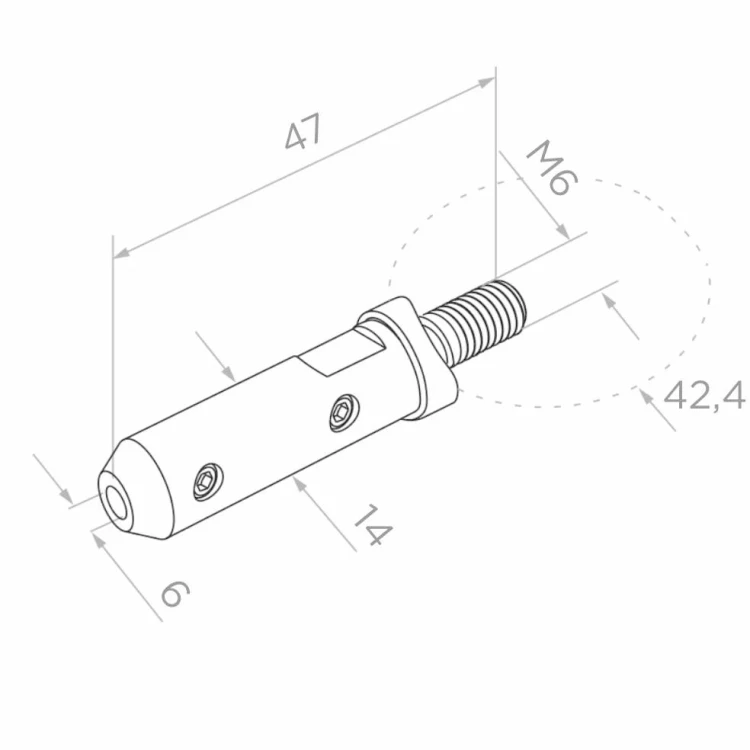 PSG support de démarrage câble fi 6 mm pour tube 42,4 mm – acier inoxydable AISI 304 satiné 000-997 (2)