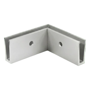 PSG profil en U angle intérieur 90° pour balustrades tout verre – montage latéral, aluminium brut