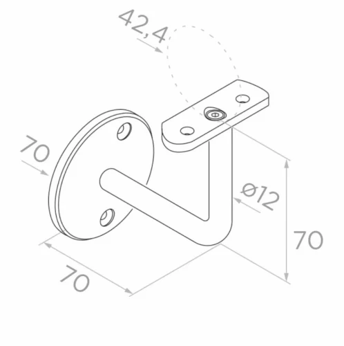 Wandhouder voor balustrade leuning ø 42,4 mm – roestvrijstaal AISI 304 satijn 001-014 (2)