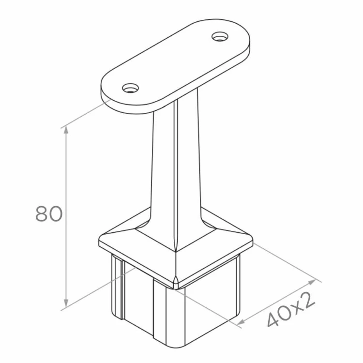 PSG support de main courante plate collé au poteau 40×40 mm – acier inoxydable AISI 304 satiné 001-051 (2)