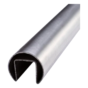 Main courante montée sur verre ø 42,4 mm AISI 304 satiné – balustrade tout verre, L=2500 mm