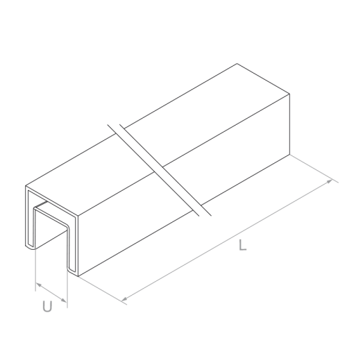 PSG Glazen opleggreep 40x40 mm AISI 304 satijn – 2500 mm 001-082 (2)