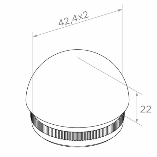 Bouchon ellipsoïdal Kozza à enfoncer pour tube de balustrade 42,4 mm – acier AISI 304 satiné 001-095 (2)