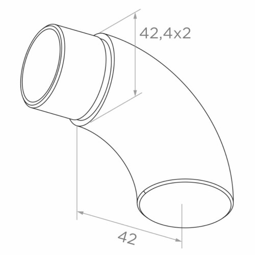 Gesloten bochtstuk voor leuning voor buis 42,4 mm – roestvrij staal AISI 304 satijn 001-102 (2)