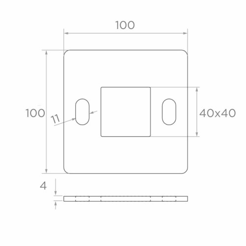 Base de poteau de balustrade à souder 100×100 mm – acier inoxydable AISI 304, système 40×40 001-162 (2)