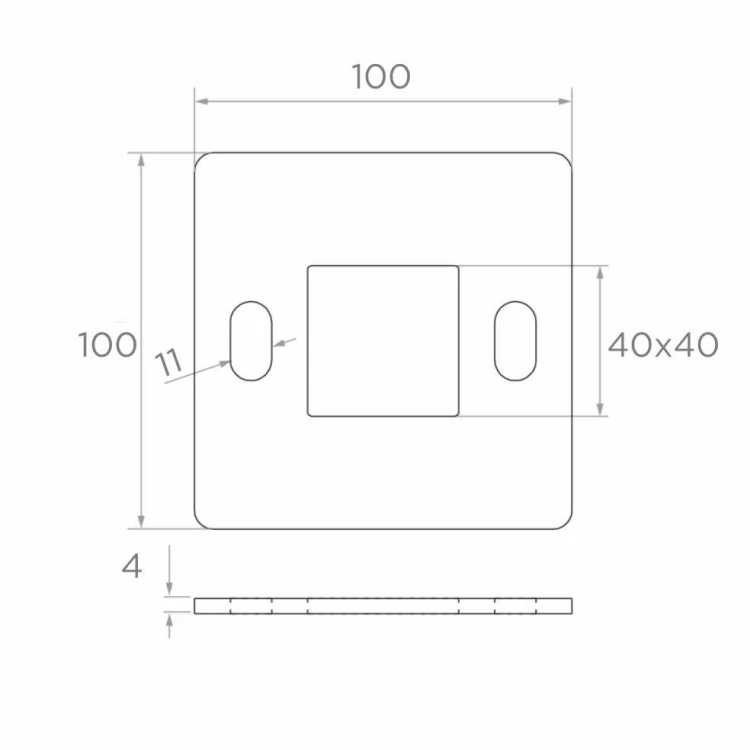 Base de poteau de balustrade à souder 100×100 mm – acier inoxydable AISI 304, système 40×40 001-162 (2)