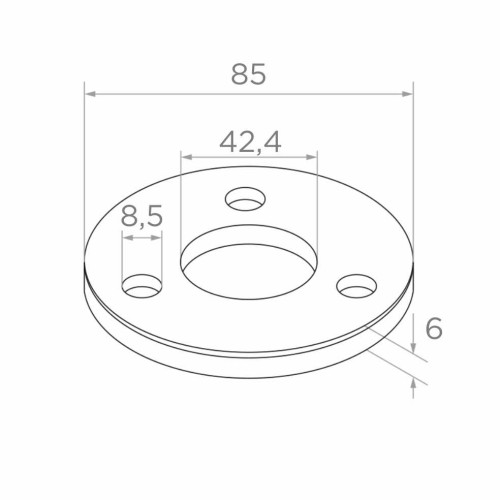 Balustradepaalvoet voor lassen fi 85 mm – roestvrij staal AISI 304 satijn, systeem 42,4 001-188 (2)