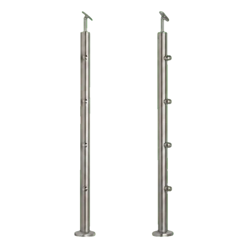 PSG Balustradepaal centraal doorlopend ø 42,4 mm AISI 304 – 4 houders, satijn 001-204 (1)