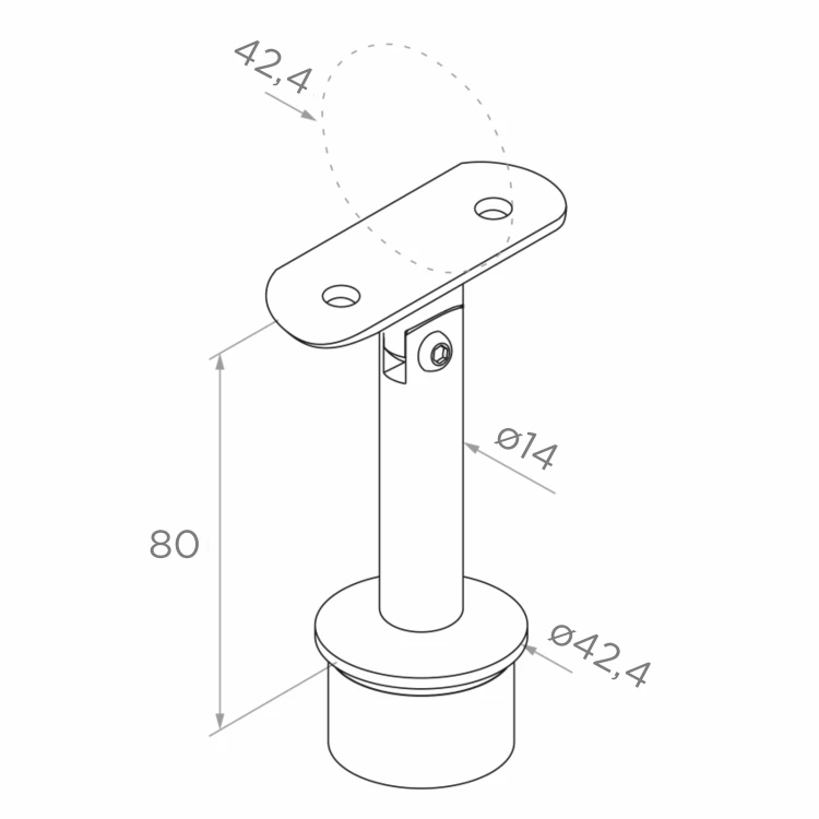 PSG Poteau de balustrade intermédiaire traversant Ø 42,4 mm AISI 304 – 4 supports, satiné 001-204 (7)
