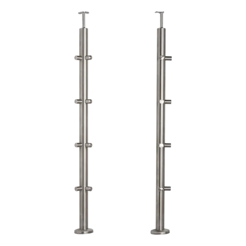 PSG poteau de balustrade d'angle en acier inoxydable AISI 304 ø42,4 mm H1060 mm avec supports pour tubes ø12 mm 001-206 (1)