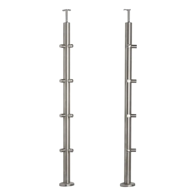 PSG poteau de balustrade d'angle en acier inoxydable AISI 304 ø42,4 mm H1060 mm avec supports pour tubes ø12 mm 001-206 (1)