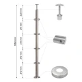PSG poteau de balustrade d'angle en acier inoxydable AISI 304 ø42,4 mm H1060 mm avec supports pour tubes ø12 mm 001-206 (2)