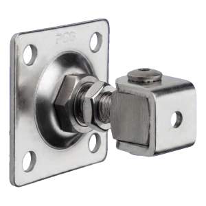 PSG charnière réglable de portail M16 AISI304 avec platine 80×80 mm – brut